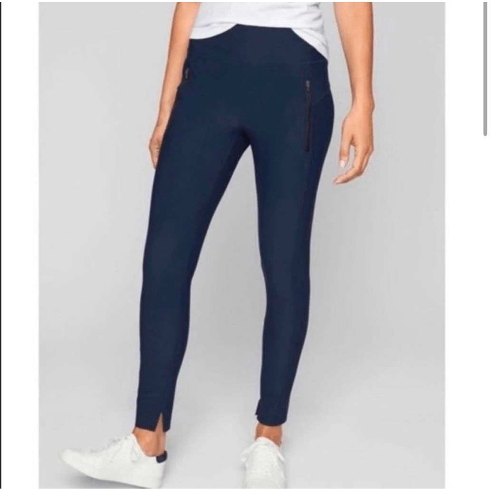 Athleta‎ Stellar Tights Navy Blue Womens Small Zip Pockets